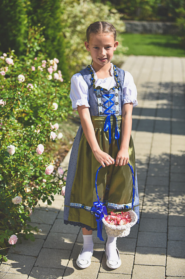 Salzburg wedding photo of flower girl in traditional dirndl