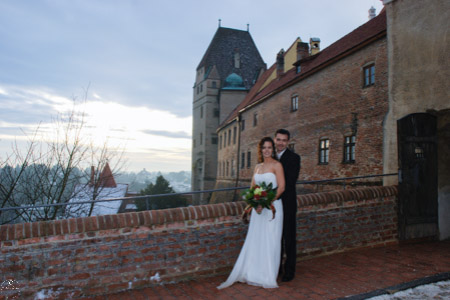 Wedding in Germany in winter atcastle Trausnitz Landshut Germany